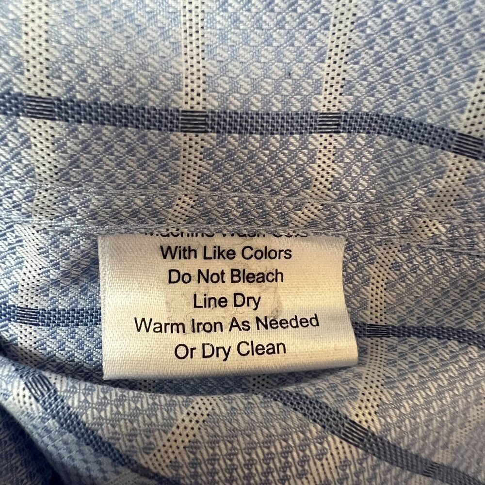 Pronto Uomo Cotton Non Iron Blue Windowbox Check Dress Shirt Size 16 1/2 32/33 - Picture 8 of 8